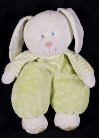 Kids Preferred Bunny Rabbit Green White Polka Dots Plush Lovey